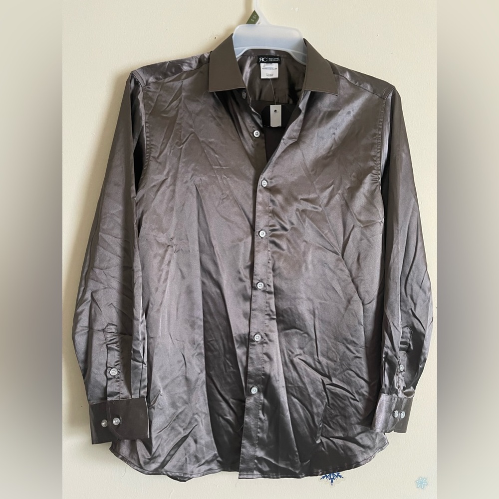Regine Chevallier Sz S Womens Metallic Long Sleeve Dress Shirt NWT